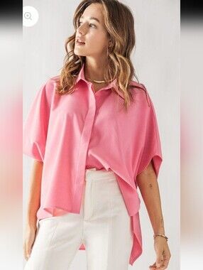 heyday Relaxed Pink Button-Front Shirt